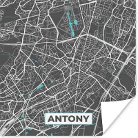 PosterMonkey Poster Antony - Frankrijk - Plattegrond - Stadskaart - Kaart - 50x50 cm