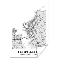 PosterMonkey Poster Frankrijk – Plattegrond – Kaart – Saint-Malo – Stadskaart - 120x180 cm XXL
