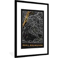 PosterMonkey Fotolijst incl. Poster - Rueil-Malmaison – Plattegrond – Frankrijk – Kaart – Stadskaart - 60x90 cm - Posterlijst