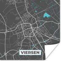 PosterMonkey Poster Kaart – Plattegrond – Stadskaart – Viersen – Duitsland – Blauw - 100x100 cm XXL