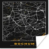 PosterMonkey Poster Bochum - Stadskaart - Plattegrond - Kaart - Goud - Duitsland - 75x75 cm