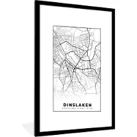 PosterMonkey Fotolijst incl. Poster - Stadskaart - Kaart - Dinslaken - Plattegrond - 60x90 cm - Posterlijst