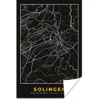 PosterMonkey Poster Solingen - Goud - Stadskaart - Plattegrond - Duitsland - Kaart - 60x90 cm