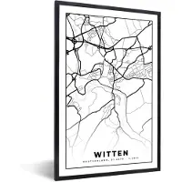 PosterMonkey Fotolijst incl. Poster - Witten - Kaart - Plattegrond - Stadskaart - 20x30 cm - Posterlijst