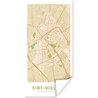 PosterMonkey Poster Plattegrond - Retro - Stadskaart - Sint-Niklaas - Kaart - 80x160 cm