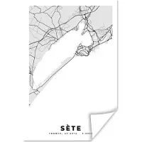 PosterMonkey Poster Frankrijk – Sète – Stadskaart – Plattegrond – Kaart - 120x180 cm XXL
