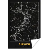 PosterMonkey Poster Siegen - Stadskaart - Plattegrond - Goud - Duitsland - Kaart - 120x180 cm XXL