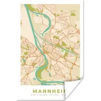 PosterMonkey Poster Plattegrond - Kaart - Vintage - Stadskaart - Mannheim - 120x180 cm XXL