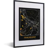 PosterMonkey Fotolijst incl. Poster - Stadskaart – Plattegrond – Duitsland – Goud – Troisdorf – Kaart - 30x40 cm - Posterlijst