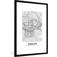 PosterMonkey Fotolijst incl. Poster - Duitsland - Goslar - Kaart - Stadskaart - Plattegrond - 80x120 cm - Posterlijst