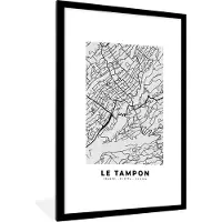 PosterMonkey Fotolijst incl. Poster - Frankrijk - Le Tampon - Stadskaart - Plattegrond - Kaart - 60x90 cm - Posterlijst