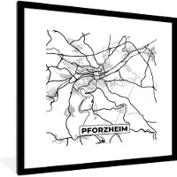 PosterMonkey Fotolijst incl. Poster - Pforzheim - Plattegrond - Kaart - Stadskaart - 40x40 cm - Posterlijst