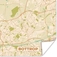 PosterMonkey Poster Bottrop - Plattegrond - Kaart - Vintage - Stadskaart - 30x30 cm