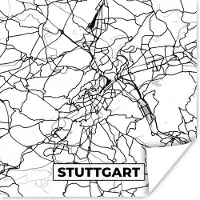 PosterMonkey Poster Stuttgart - Plattegrond - Kaart - Stadskaart - 50x50 cm