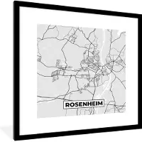 PosterMonkey Fotolijst incl. Poster - Duitsland - Stadskaart - Plattegrond - Kaart - Rosenheim - 40x40 cm - Posterlijst