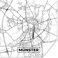 PosterMonkey Poster Münster - Kaart - Plattegrond - Stadskaart - 100x100 cm XXL