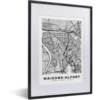PosterMonkey Fotolijst incl. Poster - Kaart - Stadskaart - Frankrijk - Maisons-Alfort - Plattegrond - 30x40 cm - Posterlijst