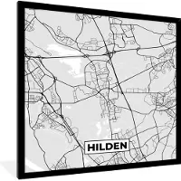 PosterMonkey Fotolijst incl. Poster - Stadskaart - Hilden - Plattegrond - Kaart - Duitsland - 40x40 cm - Posterlijst