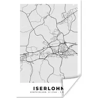 PosterMonkey Poster Plattegrond - Duitsland - Iserlohn - Kaart - Stadskaart - 120x180 cm XXL