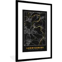 PosterMonkey Fotolijst incl. Poster - Ludwigsburg - Goud - Duitsland - Stadskaart - Kaart - Plattegrond - 80x120 cm - Posterlijst