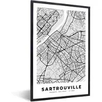 PosterMonkey Fotolijst incl. Poster - Plattegrond - Kaart - Stadskaart - Frankrijk - Sartrouville - 20x30 cm - Posterlijst