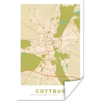 PosterMonkey Poster Plattegrond - Cottbus - Vintage - Kaart - Stadskaart - 40x60 cm
