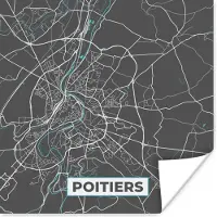 PosterMonkey Poster Frankrijk - Plattegrond - Poitiers - Kaart - Stadskaart - 75x75 cm