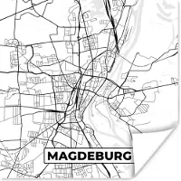 PosterMonkey Poster Kaart - Magdeburg - Plattegrond - Stadskaart - 75x75 cm