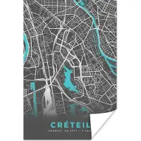 PosterMonkey Poster Créteil - Frankrijk - Plattegrond - Kaart - Stadskaart - 60x90 cm