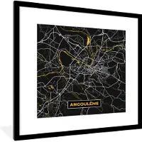 PosterMonkey Fotolijst incl. Poster - Kaart - Plattegrond - Frankrijk - Angoulême - Stadskaart - 40x40 cm - Posterlijst