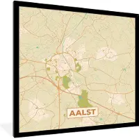 PosterMonkey Fotolijst incl. Poster - Aalst - Stadskaart - Kaart - Plattegrond - Vintage - 40x40 cm - Posterlijst