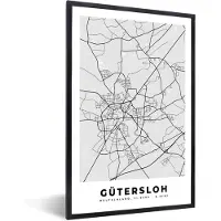 PosterMonkey Fotolijst incl. Poster - Duitsland - Plattegrond - Gütersloh - Kaart - Stadskaart - 20x30 cm - Posterlijst