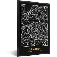 PosterMonkey Fotolijst incl. Poster - Stadskaart – Drancy - Plattegrond – Kaart – Frankrijk - 40x60 cm - Posterlijst