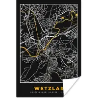 PosterMonkey Poster Wetzlar - Goud - Stadskaart - Kaart - Duitsland - Black and Gold - Plattegrond - 40x60 cm