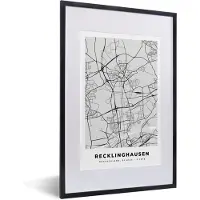 PosterMonkey Fotolijst incl. Poster - Kaart - Stadskaart - Duitsland - Recklinghausen - Plattegrond - 40x60 cm - Posterlijst