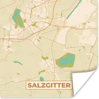 PosterMonkey Poster Plattegrond - Salzgitter - Kaart - Stadskaart - Vintage - 100x100 cm XXL