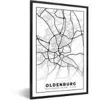 PosterMonkey Fotolijst incl. Poster - Kaart - Plattegrond - Stadskaart - Oldenburg - 80x120 cm - Posterlijst