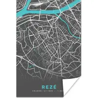 PosterMonkey Poster Rezé - Frankrijk - Stadskaart - Kaart - Plattegrond - 120x180 cm XXL