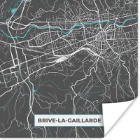 PosterMonkey Poster Plattegrond - Kaart - Stadskaart - Brive-la-Gaillarde - Frankrijk - 50x50 cm