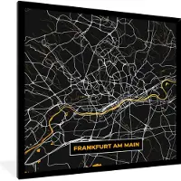 PosterMonkey Fotolijst incl. Poster - Frankfurt Am Main - Goud - Stadskaart - Kaart - Plattegrond - Duitsland - 40x40 cm - Posterlijst