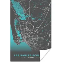 PosterMonkey Poster Frankrijk - Plattegrond - Stadskaart - Les Sables-d'Olonne - Kaart - 60x90 cm