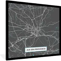 PosterMonkey Fotolijst incl. Poster - Frankrijk - Aix-en-Provence - Stadskaart - Kaart - Plattegrond - 40x40 cm - Posterlijst
