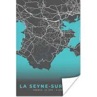 PosterMonkey Poster Plattegrond - La Seyne-sur-mer - Frankrijk - Kaart - Stadskaart - 120x180 cm XXL