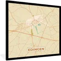 PosterMonkey Fotolijst incl. Poster - Vintage - Plattegrond - Stadskaart - Edingen - Kaart - 40x40 cm - Posterlijst