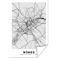 PosterMonkey Poster Kaart - Stadskaart - Nîmes - Plattegrond - Frankrijk - 60x90 cm