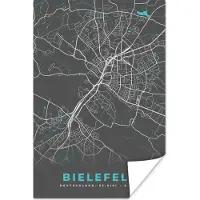 PosterMonkey Poster Duitsland – Blauw – Bielefeld – Stadskaart – Kaart – Plattegrond - 120x180 cm XXL
