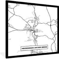 PosterMonkey Fotolijst incl. Poster - Heidenheim an der Brenz - Plattegrond - Stadskaart - Kaart - 40x40 cm - Posterlijst