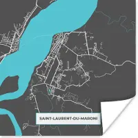 PosterMonkey Poster Saint-Laurent-du-Maroni - Stadskaart - Kaart - Plattegrond - Frankrijk - 100x100 cm XXL