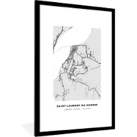 PosterMonkey Fotolijst incl. Poster - Kaart - Stadskaart - Saint-Laurent-du-Maroni - Plattegrond - Frankrijk - 80x120 cm - Posterlijst