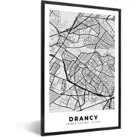 PosterMonkey Fotolijst incl. Poster - Plattegrond - Drancy - Stadskaart - Kaart - Frankrijk - 20x30 cm - Posterlijst